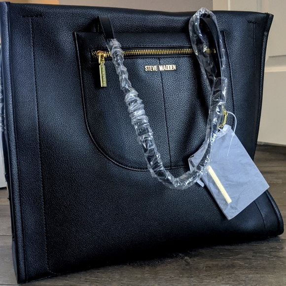 Steve MADDEN BLACK AND GOLD BAG FITS A LAPTOP - Picture 1 of 9
